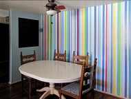 Beach Blanket stripes and chalkboard in a kitchen nook