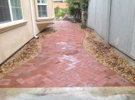 Herringbone design brick path