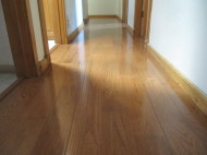 Oak floor in hallway with six thresholds